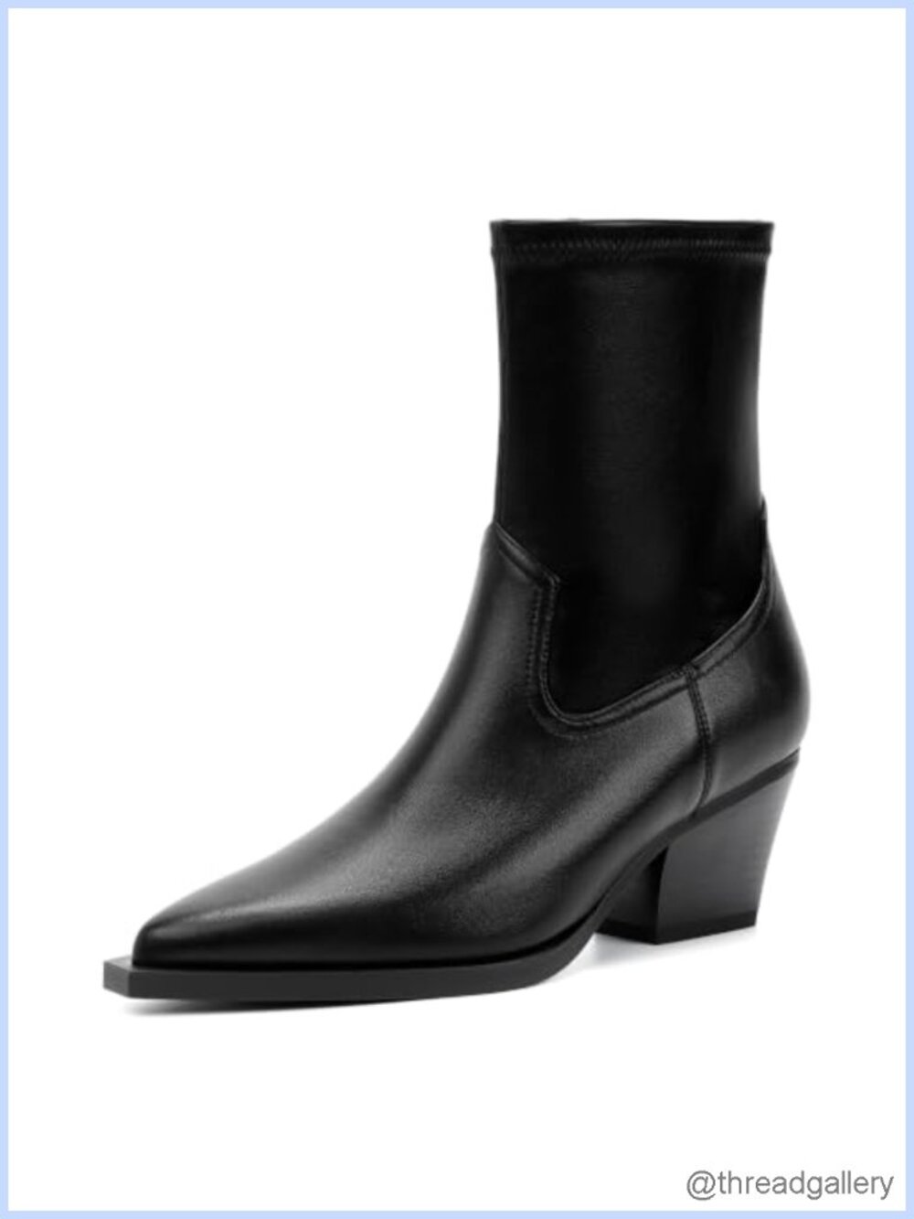 Women's Pointed Toe Ankle Boots Chunky Block Heel Faux Leather Booties